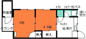 角部屋防音室付ハイツBN107間取り図