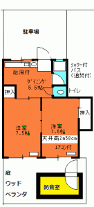 防音室付2DKマンション