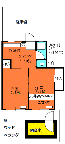 防音室付マンションA104間取り図