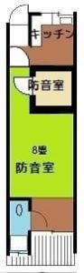 防音室付き古民家風ハイツ角部屋H4